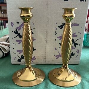 PartyLite 9” brass candlesticks